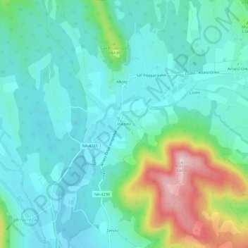 Mapa topográfico Iráizoz, altitude, relevo