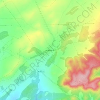 Mapa topográfico Las Anorias, altitude, relevo