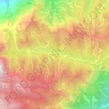 Mapa topográfico Caparaó, altitude, relevo