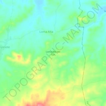 Mapa topográfico Loma Alta del Sur, altitude, relevo