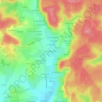 Mapa topográfico Le Pont Chartrain, altitude, relevo
