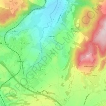 Mapa topográfico Ternin, altitude, relevo