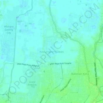 Mapa topográfico Kedungpengawas, altitude, relevo