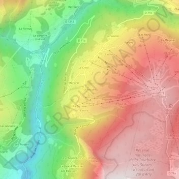 Mapa topográfico Le Moulin, altitude, relevo