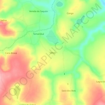 Mapa topográfico Taboa, altitude, relevo