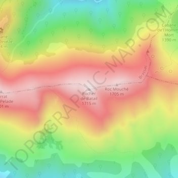 Mapa topográfico Rocher de Batail, altitude, relevo