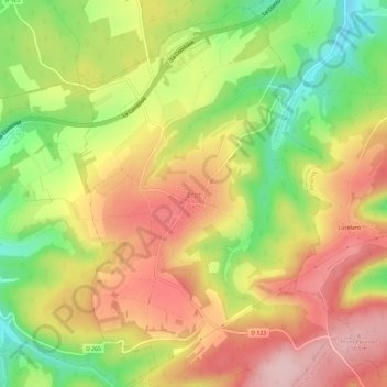 Mapa topográfico Écot, altitude, relevo