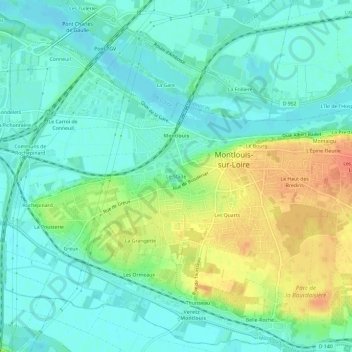 Mapa topográfico Le Stade, altitude, relevo