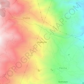 Mapa topográfico Ancomarca, altitude, relevo