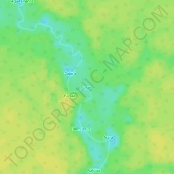 Mapa topográfico Inga, altitude, relevo