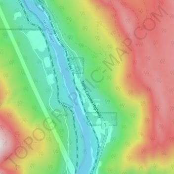 Mapa topográfico Canyon Alpine, altitude, relevo