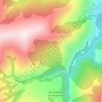 Mapa topográfico Garabandal, altitude, relevo