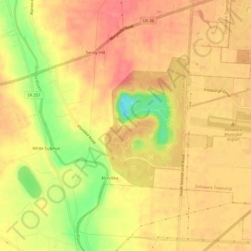Mapa topográfico Scioto, altitude, relevo