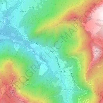 Mapa topográfico Usillon, altitude, relevo