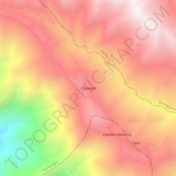 Mapa topográfico Chontali, altitude, relevo