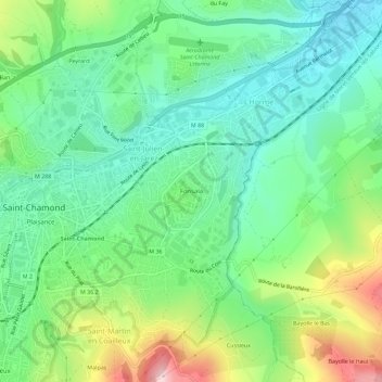 Mapa topográfico Fonsala, altitude, relevo