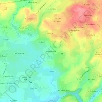 Mapa topográfico La Messuzière, altitude, relevo