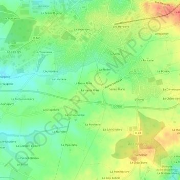 Mapa topográfico La Haute Rhée, altitude, relevo