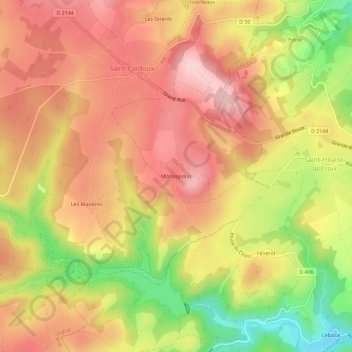 Mapa topográfico Monteipdon, altitude, relevo