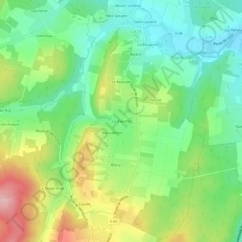Mapa topográfico La Planche, altitude, relevo