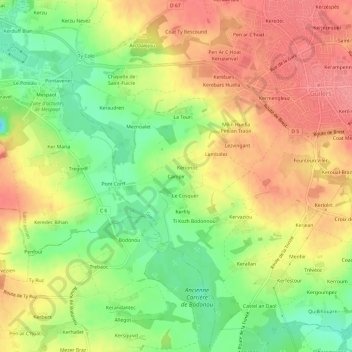 Mapa topográfico Campir, altitude, relevo