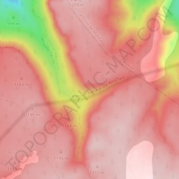 Mapa topográfico Agua Espeña, altitude, relevo
