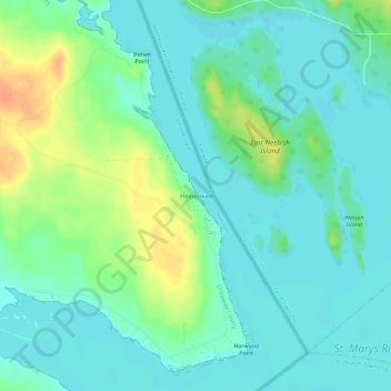 Mapa topográfico Homestead, altitude, relevo