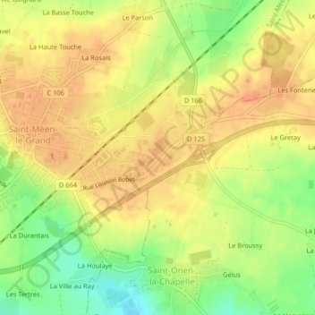 Mapa topográfico Zone industrielle du Maupas, altitude, relevo
