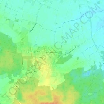 Mapa topográfico La Croix Gautron, altitude, relevo
