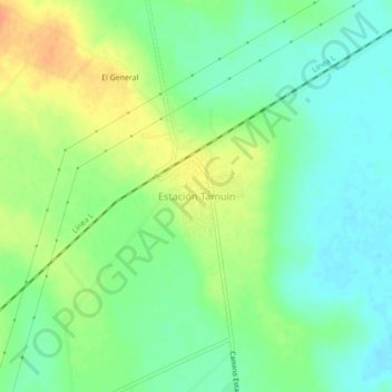 Mapa topográfico Estación Tamuín, altitude, relevo
