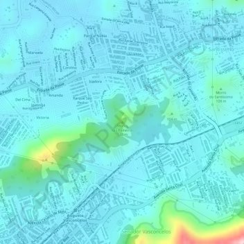 Mapa topográfico Morro das Paineiras, altitude, relevo