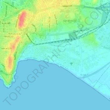 Mapa topográfico Ad Dabbaghah, altitude, relevo