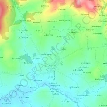 Mapa topográfico Gruau, altitude, relevo