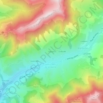 Mapa topográfico Felgadou, altitude, relevo