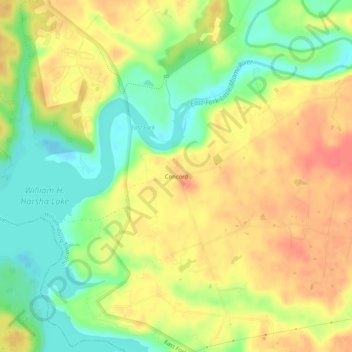 Mapa topográfico Concord, altitude, relevo