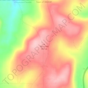 Mapa topográfico Terry Hill, altitude, relevo