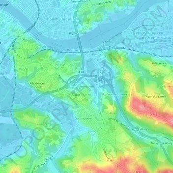 Mapa topográfico Ametzondo, altitude, relevo