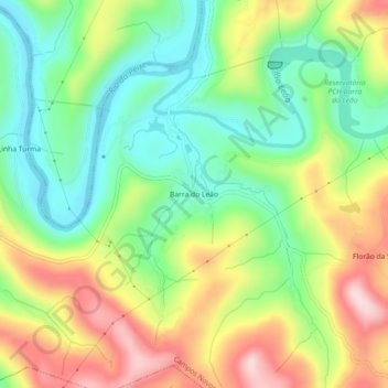 Mapa topográfico Barra do Leão, altitude, relevo