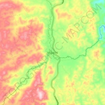 Mapa topográfico Vegachí, altitude, relevo