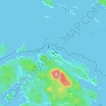 Mapa topográfico Kitkatla, altitude, relevo