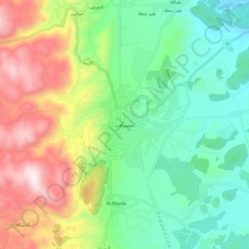 Mapa topográfico Masyaf, altitude, relevo