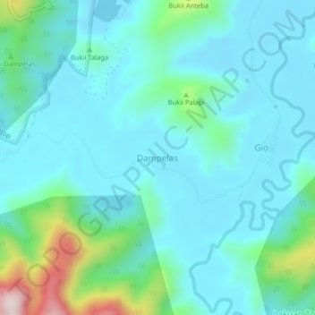 Mapa topográfico Dampelas, altitude, relevo