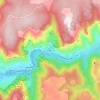 Mapa topográfico Le Monna, altitude, relevo