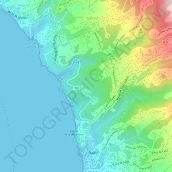 Mapa topográfico Blanchette, altitude, relevo