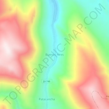 Mapa topográfico Buenos Aires, altitude, relevo