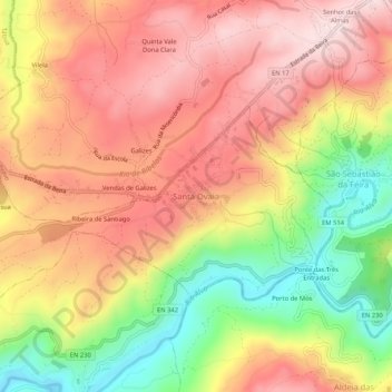Mapa topográfico Santa Ovaia, altitude, relevo