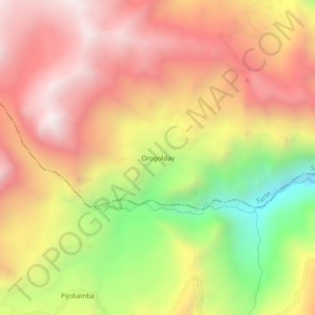 Mapa topográfico Orogolday, altitude, relevo