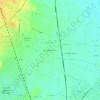 Mapa topográfico La Maison Blanche, altitude, relevo