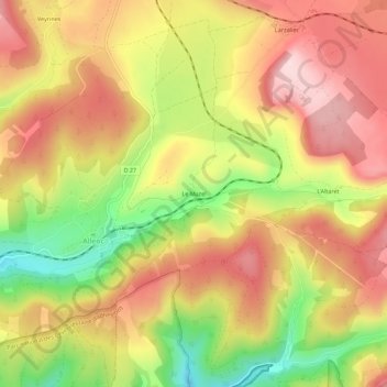 Mapa topográfico Le Mazel, altitude, relevo