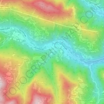 Mapa topográfico Borgata Re, altitude, relevo